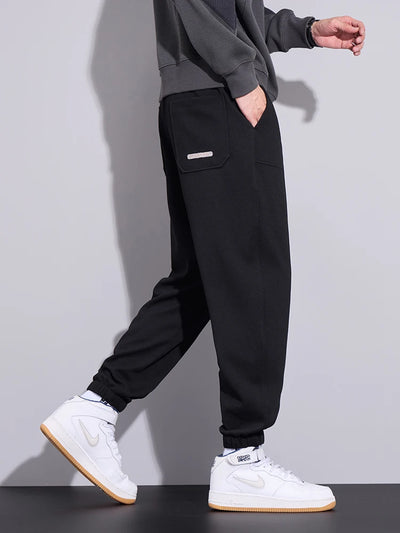 New Men's Waffle Casual Pants Elastic Waist Straight Harem Pants Comfortable Stretch Sweatpants Fashion Embroidery Male Trousers