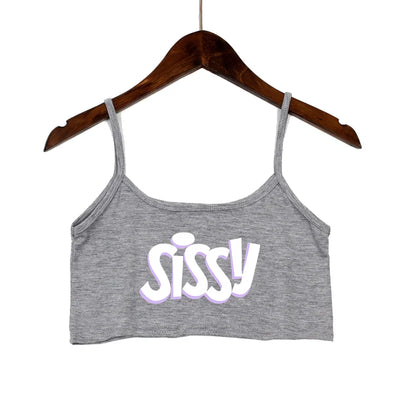 SISSY Letters Top Women Summer Sling Tube Top Sexy Seamless Sexy Sleeveless Tank Top Summer Camis Backless Camisole Crop Top
