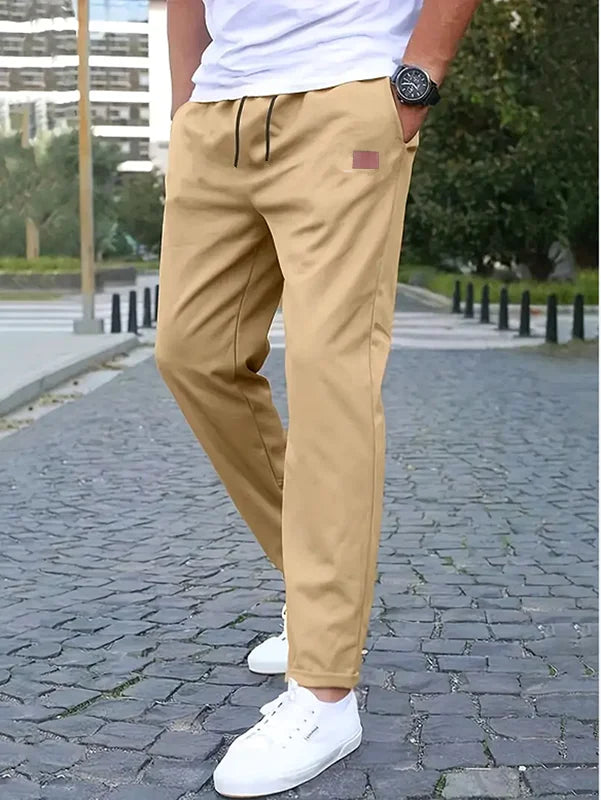 2025European men's casual workwear sports pants with drawstring at waist, jogging and hiking, loose pants with multiple pockets