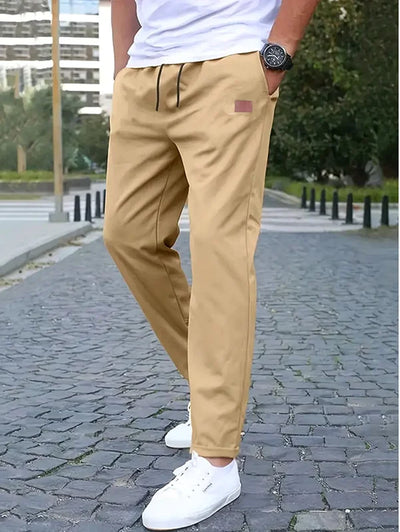 2025European men's casual workwear sports pants with drawstring at waist, jogging and hiking, loose pants with multiple pockets