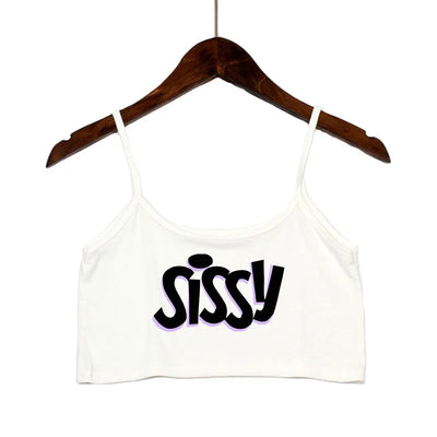 SISSY Letters Top Women Summer Sling Tube Top Sexy Seamless Sexy Sleeveless Tank Top Summer Camis Backless Camisole Crop Top