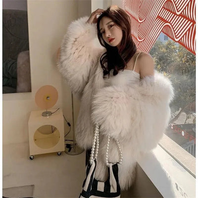 Women Outerwear 2024 Winter Internet Celebrity Explosion Street Lazy Style Environmentally Friendly fox fur Imitation fur Plush