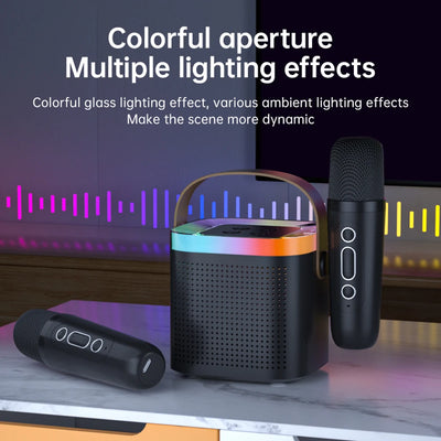 TANALAZ K8 Karaoke Machine Portable Bluetooth 5.1 PA Speaker System with 1-2 Wireless Microphones Home Family Singing Child  Gif