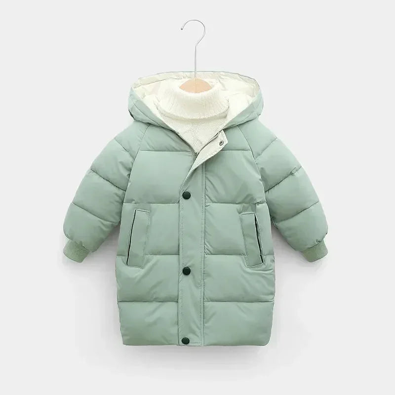 Children Down Outerwear Winter Kids Clothes Boys Girls Cotton-Padded Parka Coats Thicken Warm Long Jackets