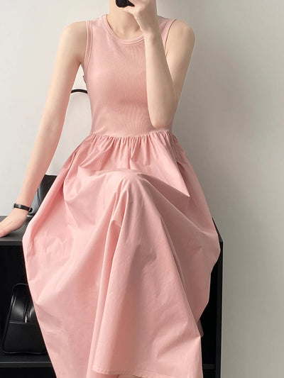 Vestidos De Mujer Slim Vest Pink Sleeveless Knitted Dress New Maxi Dresses for Women Robe Femme Tank Black