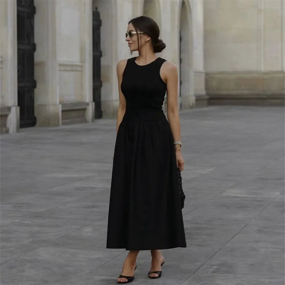 PB&ZA2024 autumn new women's clothing fashion temperament slim fit casual solid color versatile splicing long vest skirt