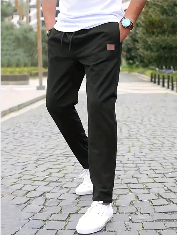 2025European men's casual workwear sports pants with drawstring at waist, jogging and hiking, loose pants with multiple pockets