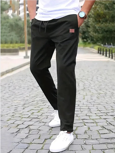 2025European men's casual workwear sports pants with drawstring at waist, jogging and hiking, loose pants with multiple pockets
