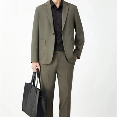 Casual 2 Piece Outfit Set Male Formal Full Men's Suits and Blazers Solid Color Dress Luxury Spring Autumn Gentleman Ceremony